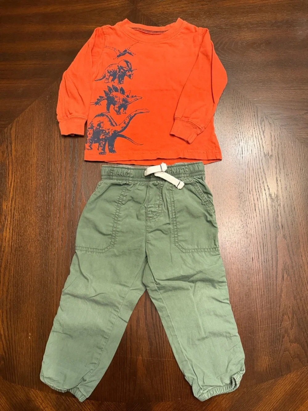 Carter's Olive Green Drawstring Pants with White Waist Tie